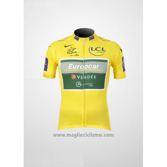 2011 Abbigliamento Ciclismo Europcar Lider Giallo Manica Corta e Salopette